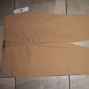 Ralph Laure Tan Straight Leg Zipper Ankle Slacks